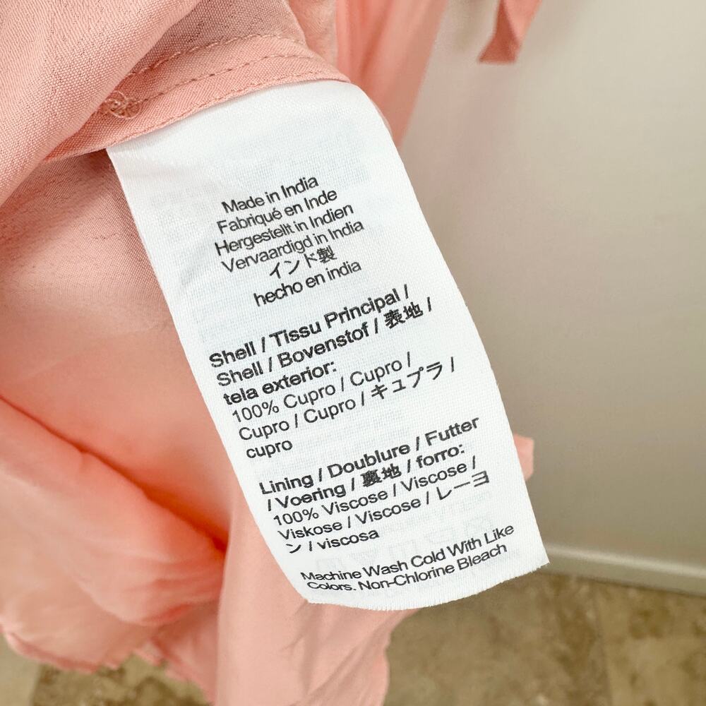 J.Crew Collection Ruffle Trim Midi Dress Crinkle Cupro Blushed Peach US 2 NWT - Picture 10 of 14